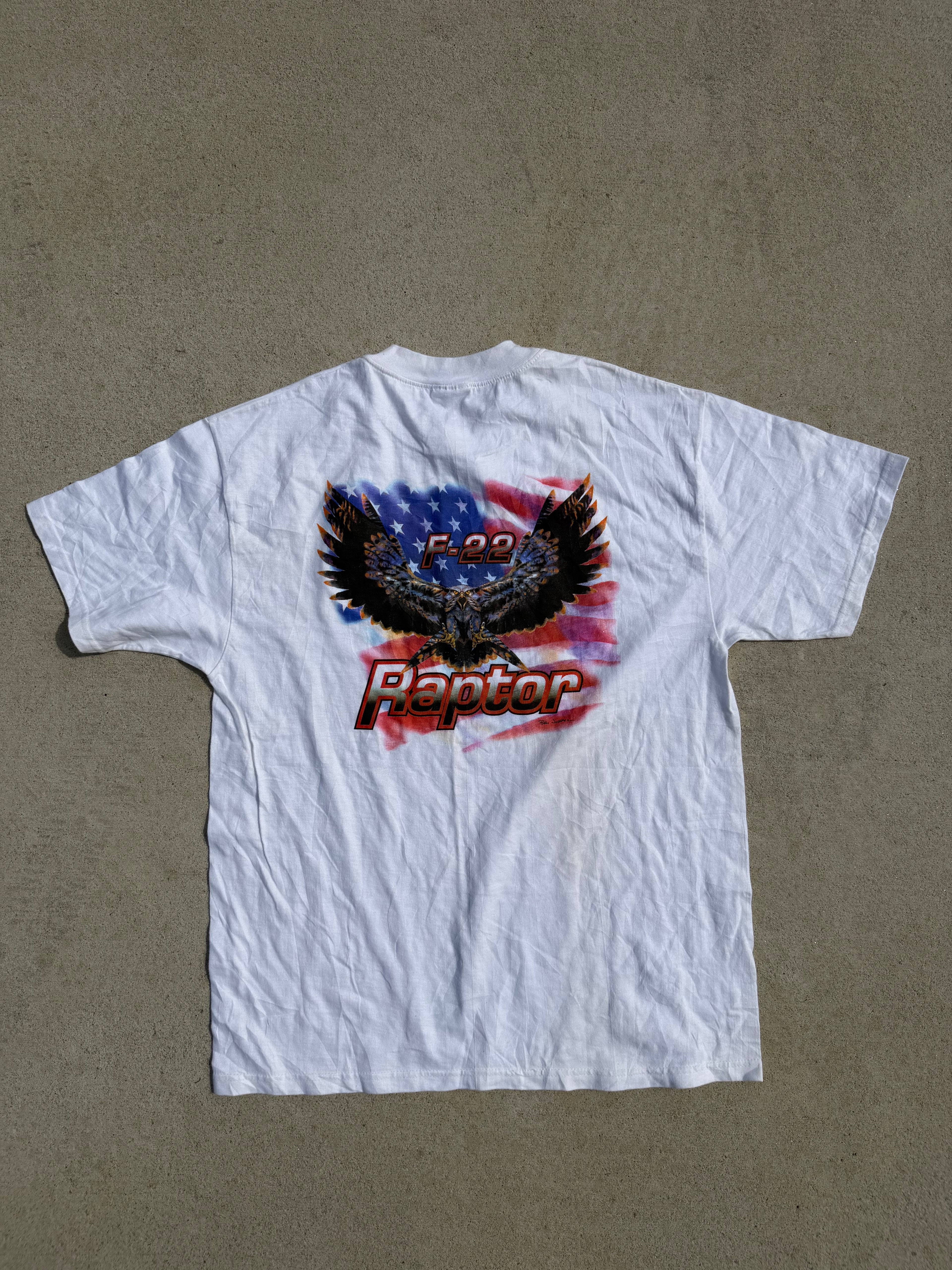Vintage 90s F-22 Raptor Fighter Jet T-Shirt Hanes Beefy-T USA