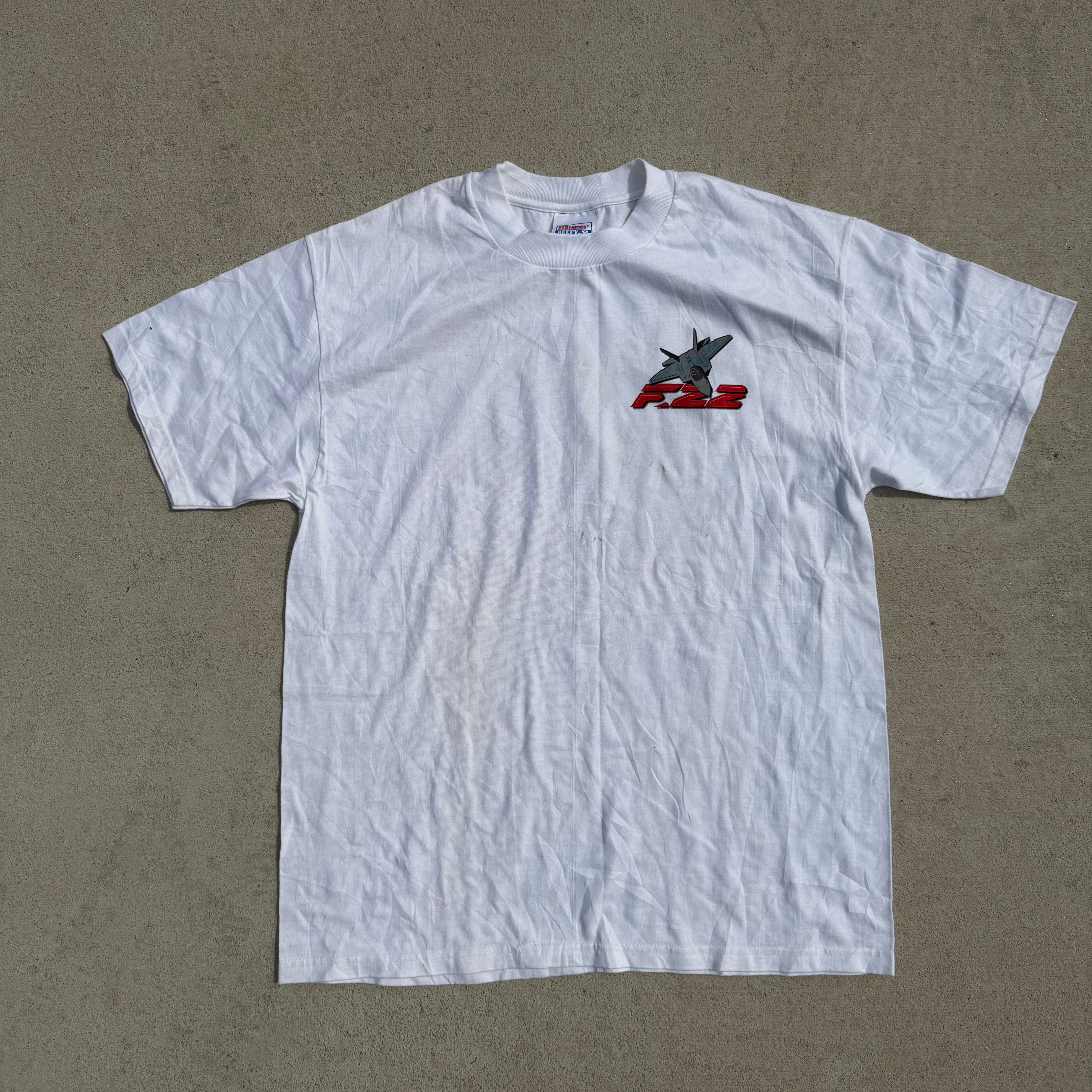 Vintage 90s F-22 Raptor Fighter Jet T-Shirt Hanes Beefy-T USA