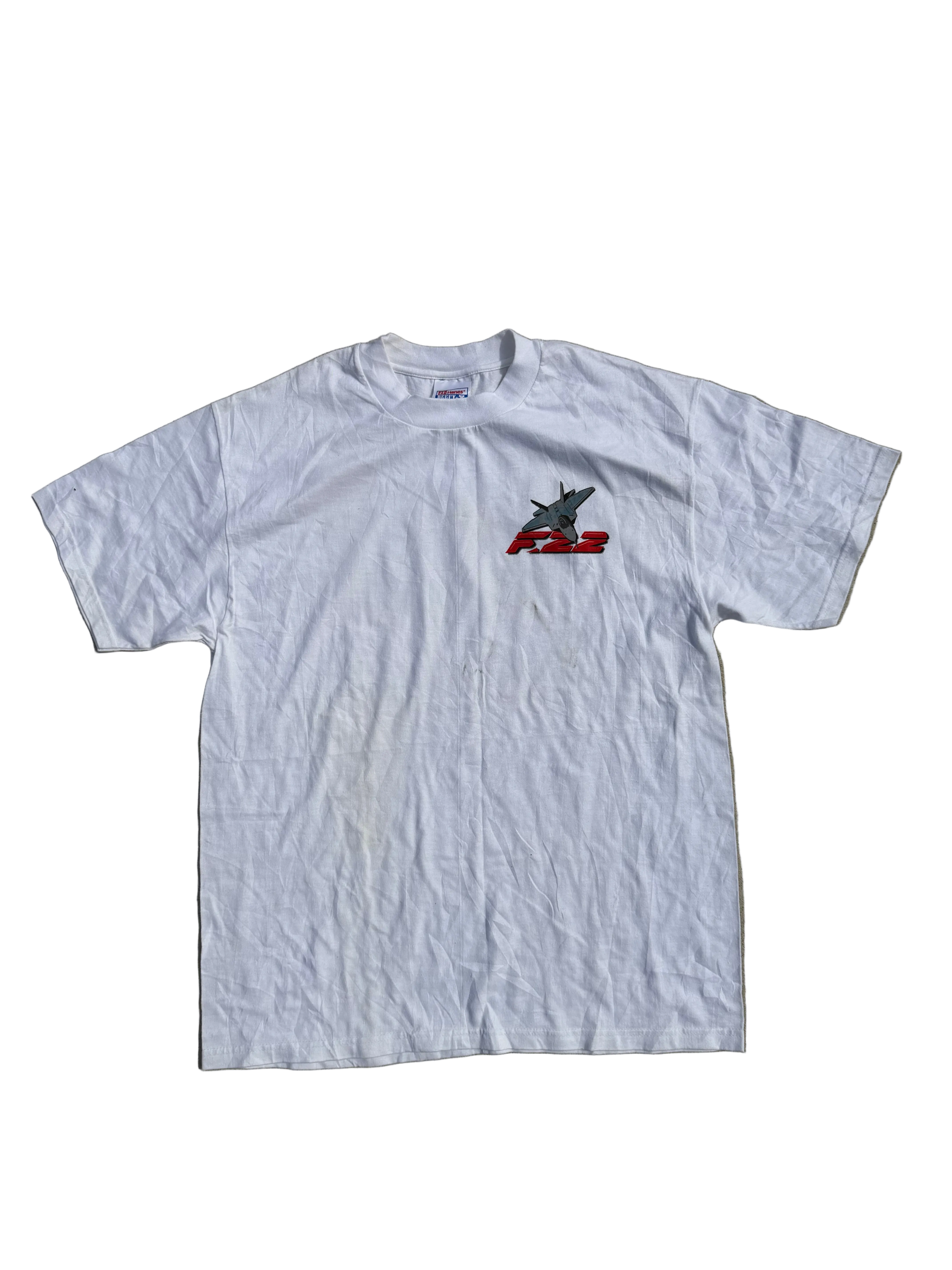 Vintage 90s F-22 Raptor Fighter Jet T-Shirt Hanes Beefy-T USA