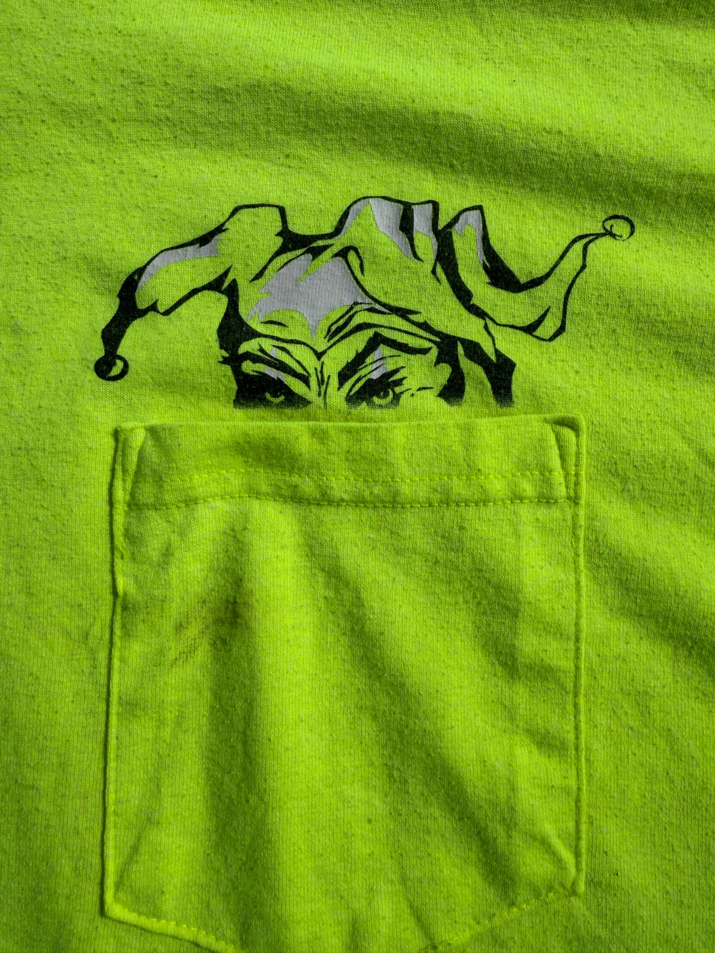 Vintage 2010 Harley Davidson Long Sleeve Shirt Neon Green Jester Pocket Tee 2XL