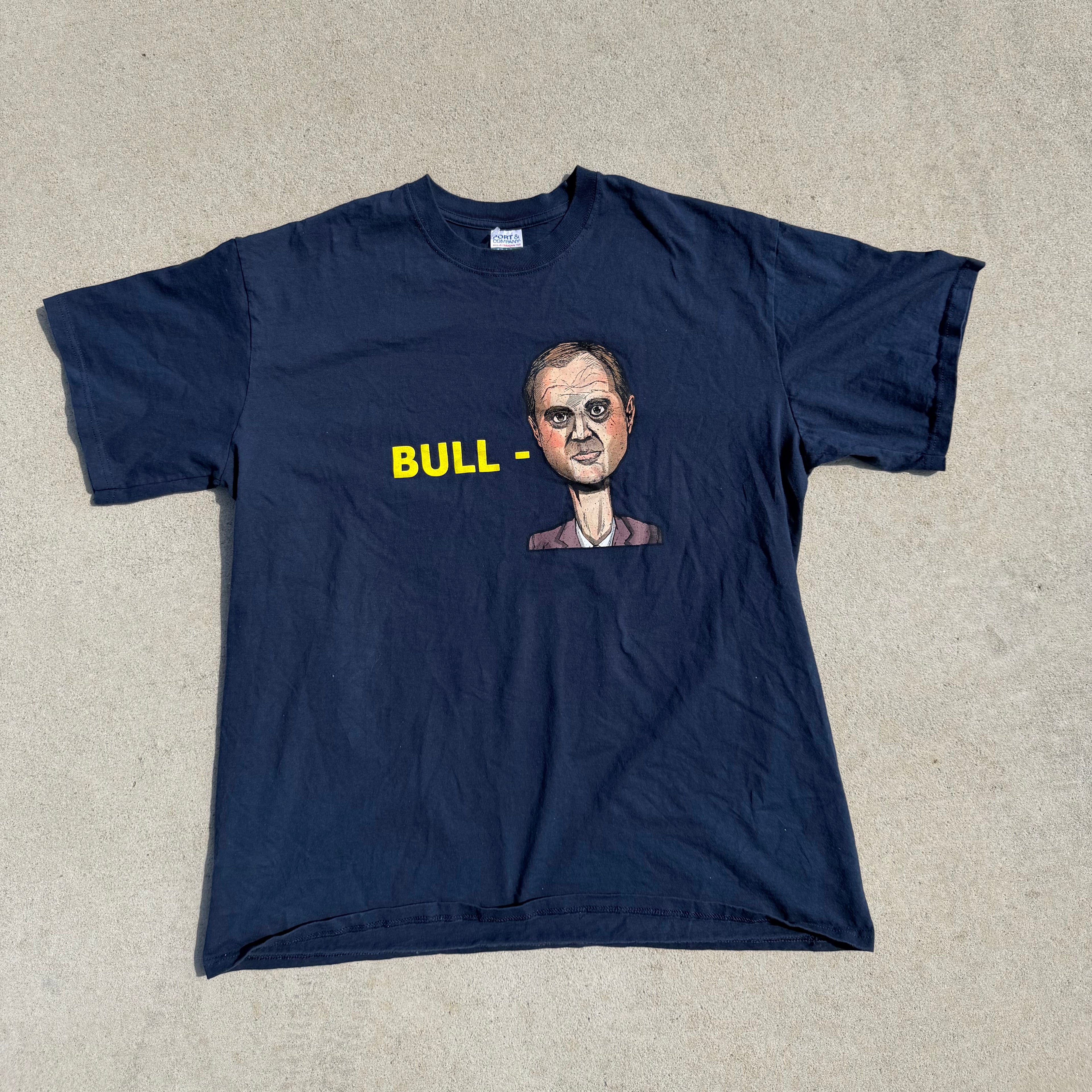 Funny "BULL-" Caricature Port & Company All-American Tee Made in USA