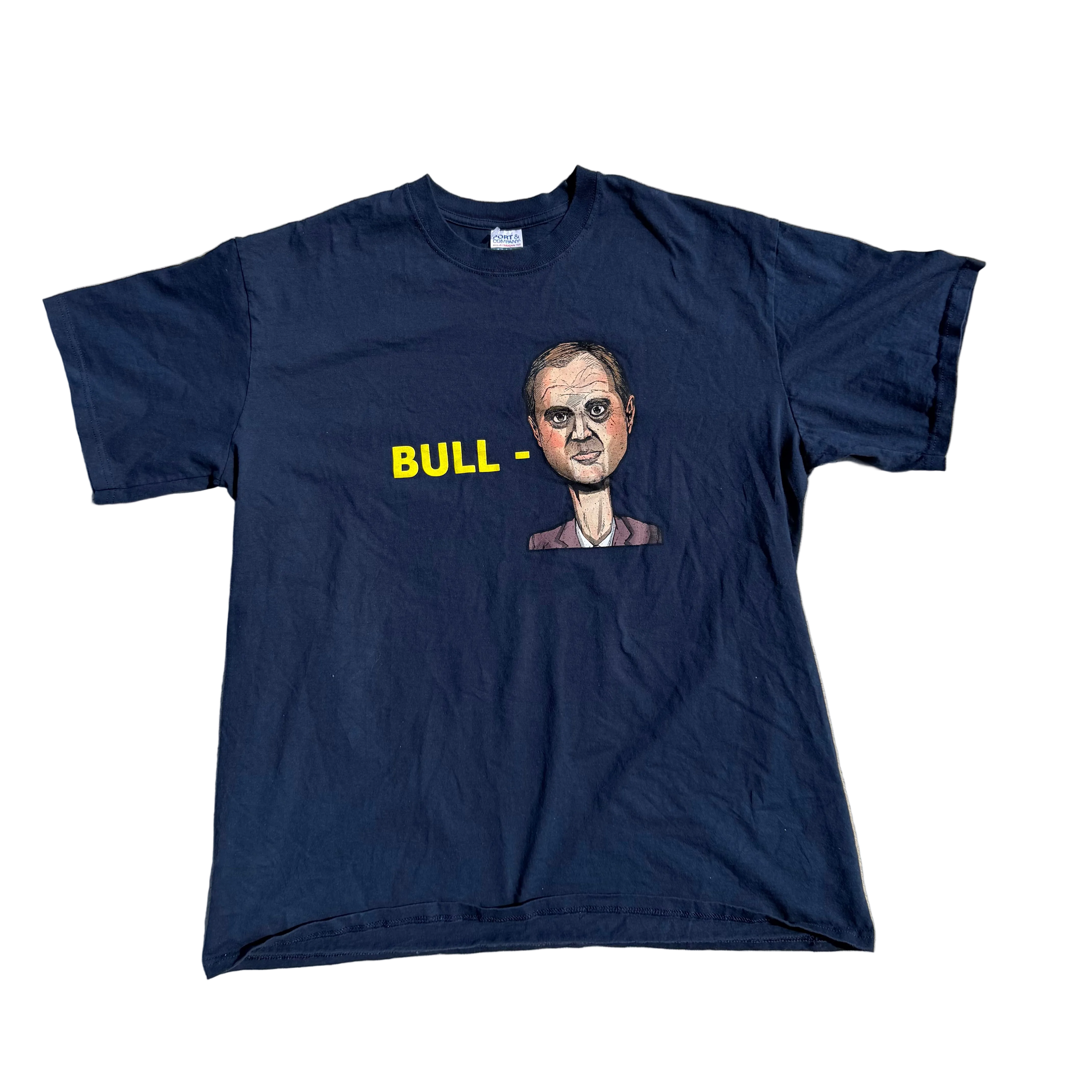 Funny "BULL-" Caricature Port & Company All-American Tee Made in USA