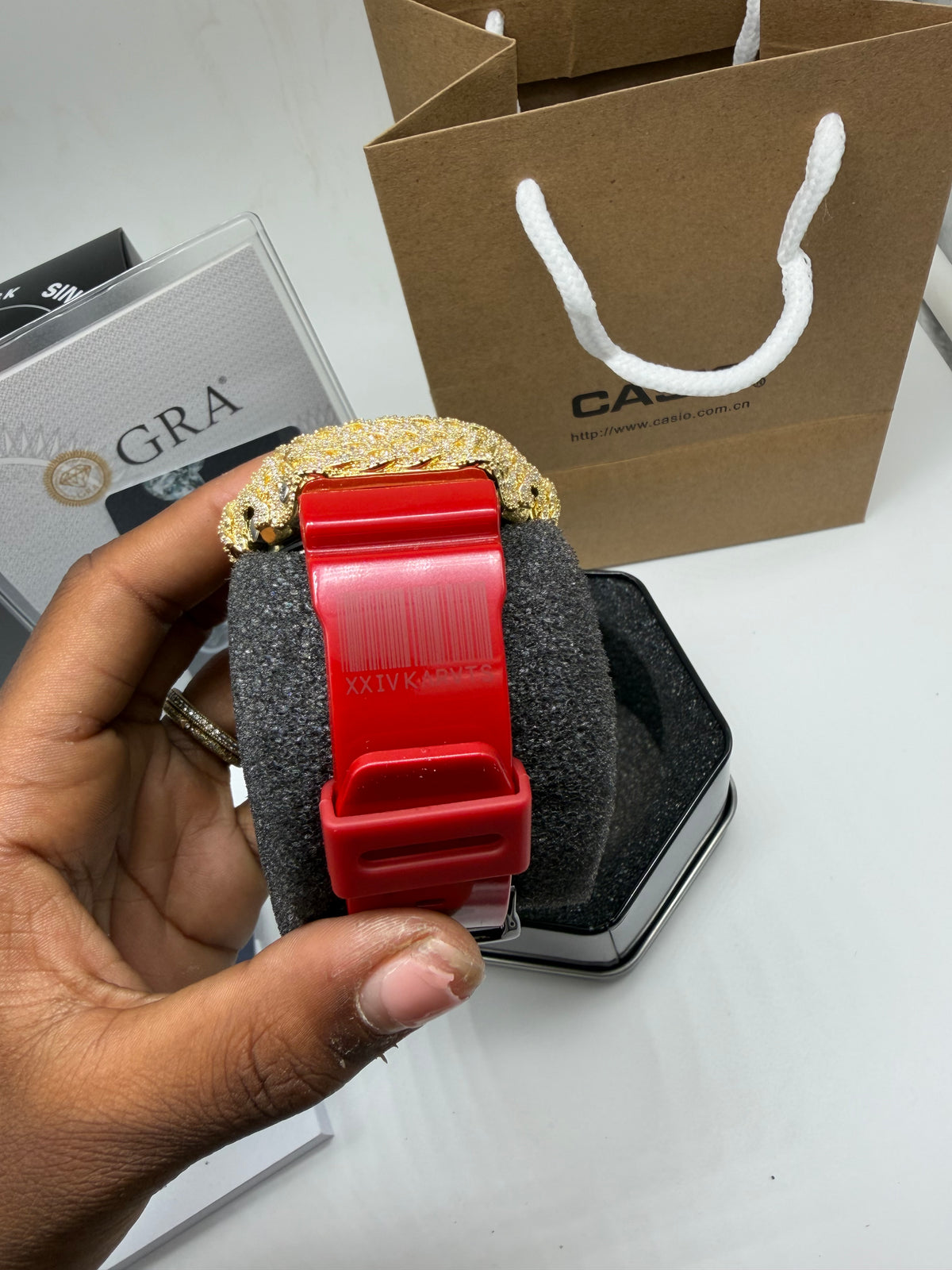Custom Red iced G Shock
