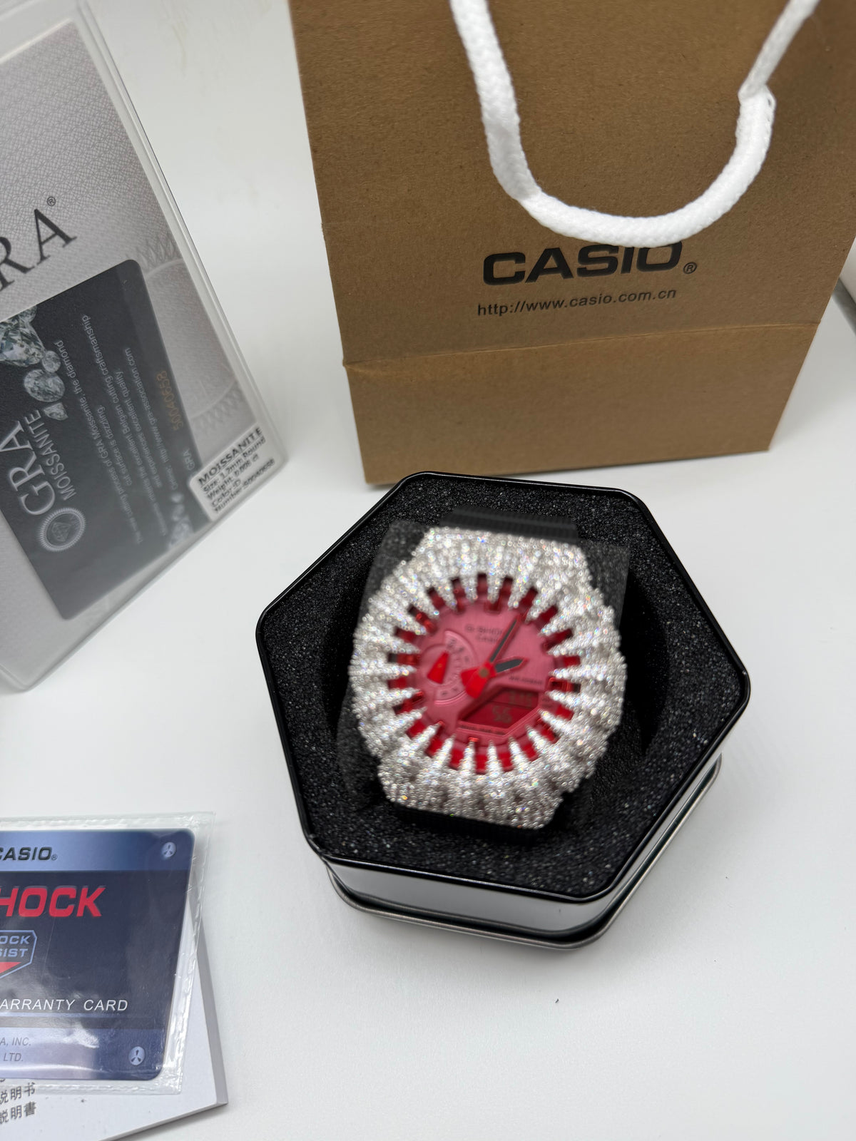 Red N Black Iced G Shock