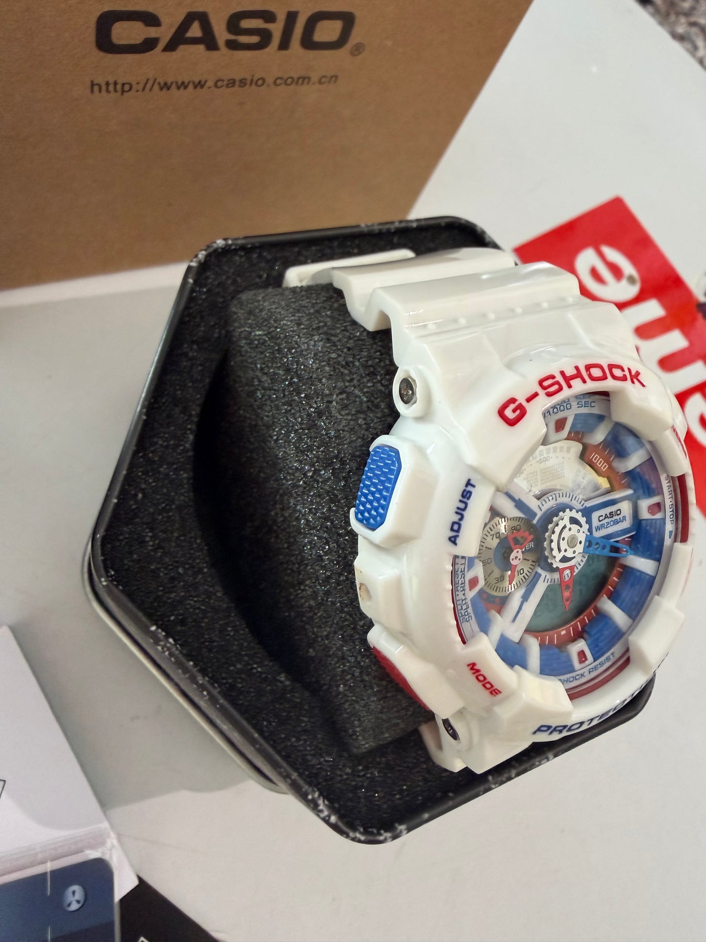 White multi color G